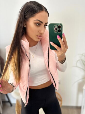 Stylová dámská croptop vesta losos 