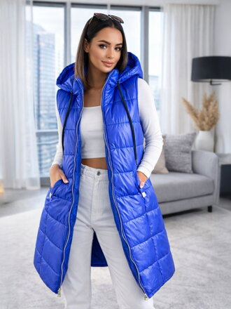 Stylová vesta na zip v modré barvě