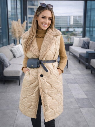 Přechodná vesta s kapsičkou v krémové barvě