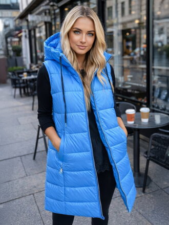 Teplá dámská vesta v modré barvě