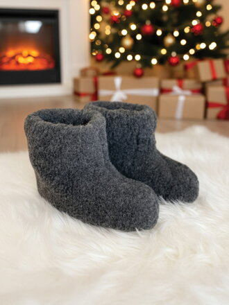 Úžasné papuče z ovčí vlny teploučké model 26 šedé