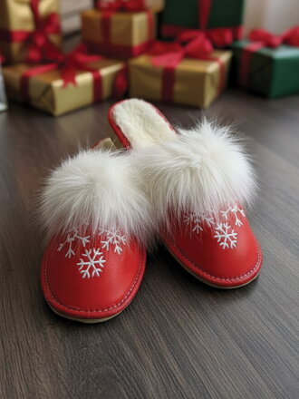 Dámské kožené papuče model 62 Mikulášská vločka