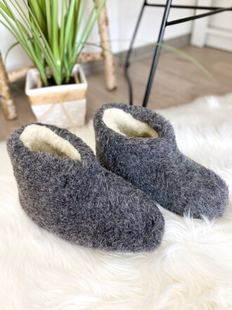 Kotníkové nízké papuče z ovčí vlny:)) teploučké:)) model 104 šedé