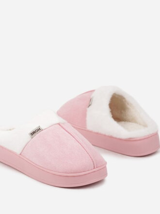 Zateplené dámské papuče v baby pink barvě C62-45