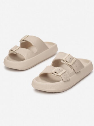 Trendy dámské pantofle 3752-42 na řemínek béžové 