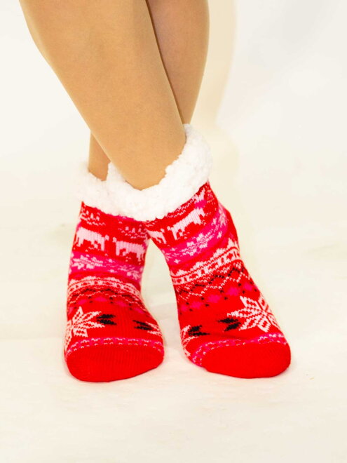 Úžasné dětské teplé ponožky Vánoční zázrak červené