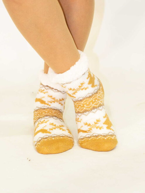 Úžasné dětské teplé ponožky Sobík béžovo-šedé