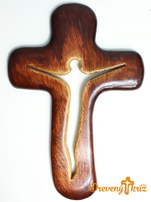 Dřevěný dubový křížek 50x35cm 009