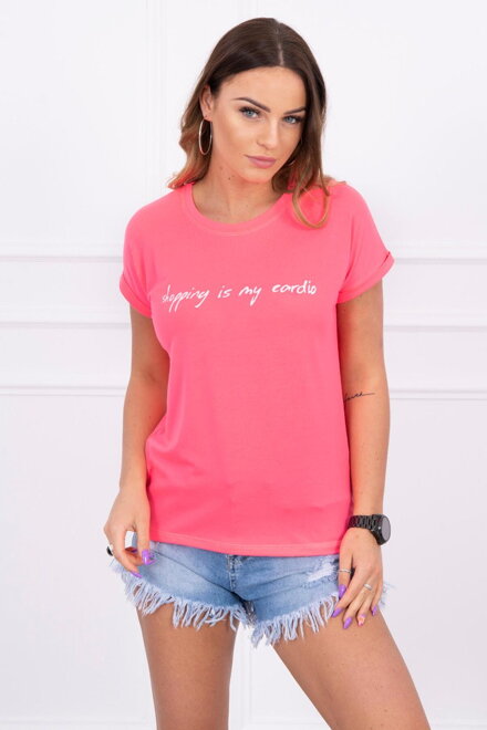 Dámské triko s nápisem růžové neon