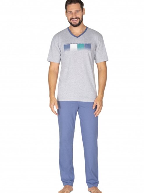 Pohodlné pánské pyžamo v šedo-modré barvě