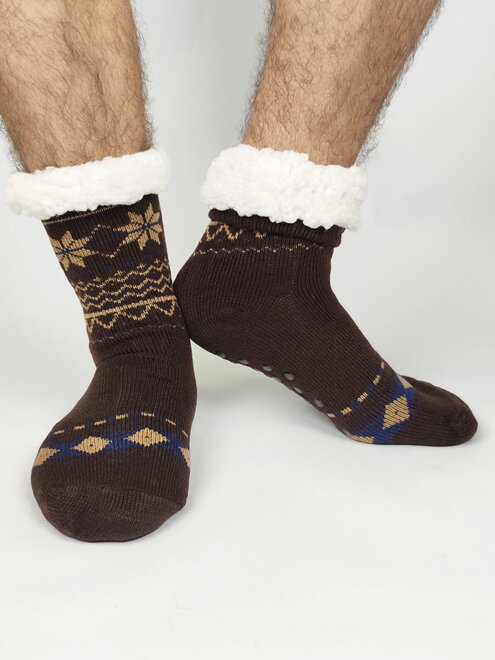 Pánské thermo ponožky 2020-01 hnědé se vzorem