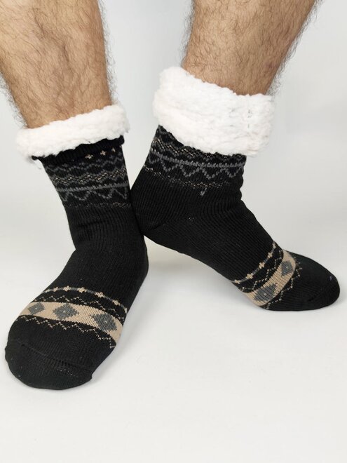 Pánské termo ponožky 2020-01 černé se vzorem