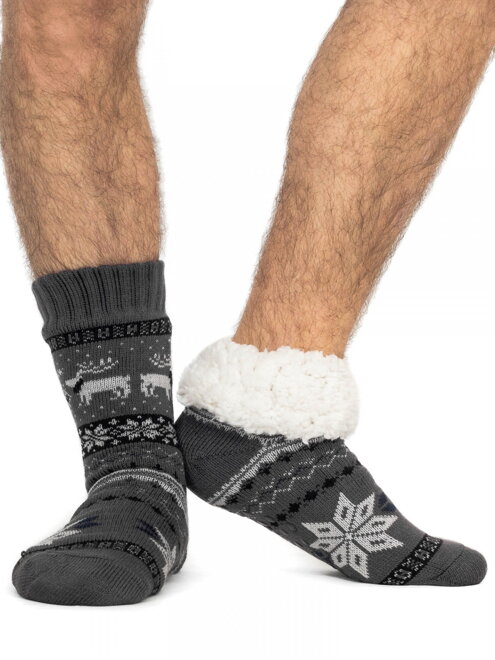 Pánské termo ponožky sobík- tmamosivé