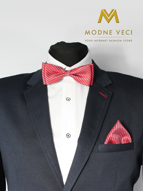 Pánský motýlek červeno - světle-modrý 03