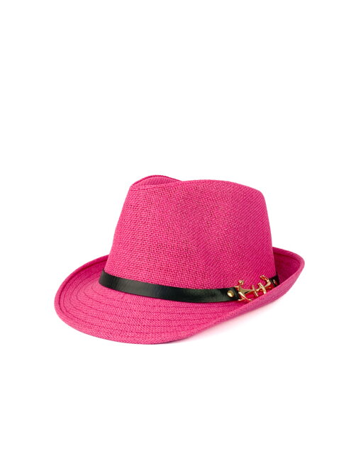 Pánský slaměný klobouk ve fuchsiové barvě 18-79