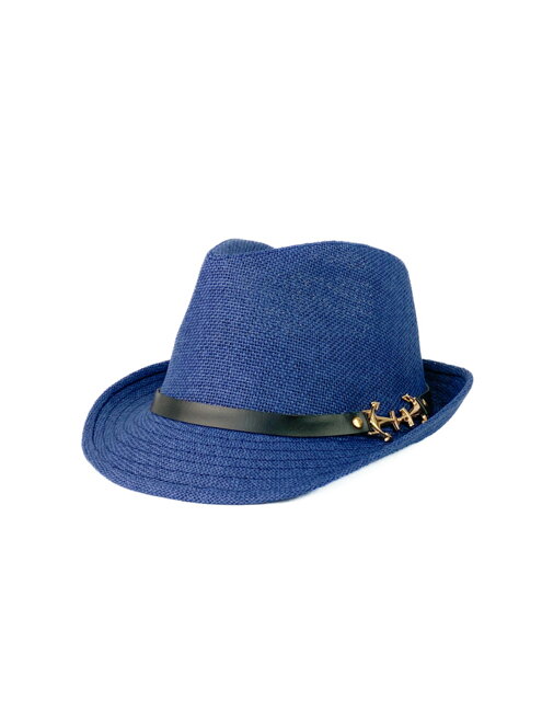 Tmavě-modrý slaměný pánský klobouk 18-79