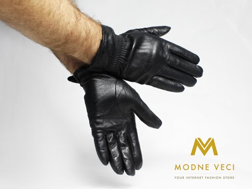 Pánské kožené rukavice černé model 2