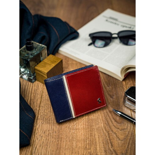 Pánská kožená peněženka Rovicky 323-RBA-D/7023 modro-červená