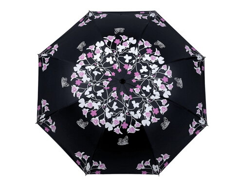 Dámský skládací deštník černý 530027 KVĚTY