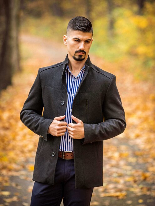 Luxusní pánský kabát černý