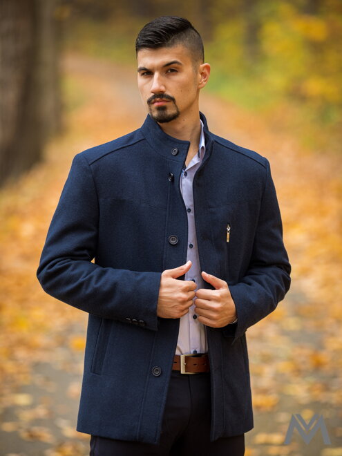 Luxusní pánský kabát tmavě modrý