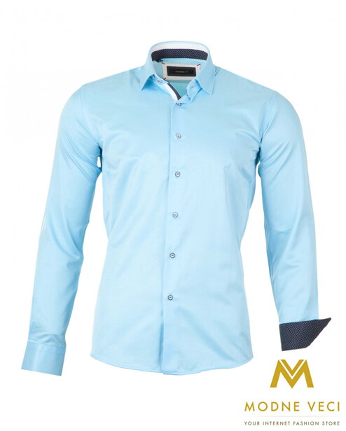Luxusní pánská košile světle modrá SLIM FIT STŘIH 1522-10