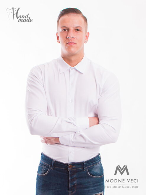 Klasická bílá mírně lesklá košile ve střihu SLIM FIT VS-PK-1714