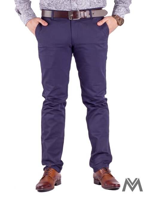 Slimkové pánské kalhoty 48-2 tmavě modré