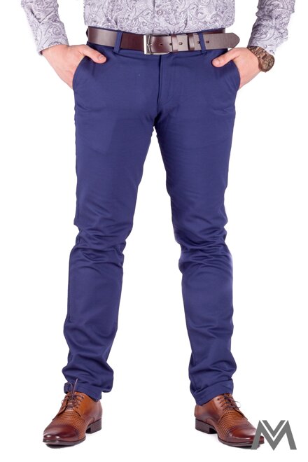 Slimkové pánské kalhoty 48-3 námořnicky modré