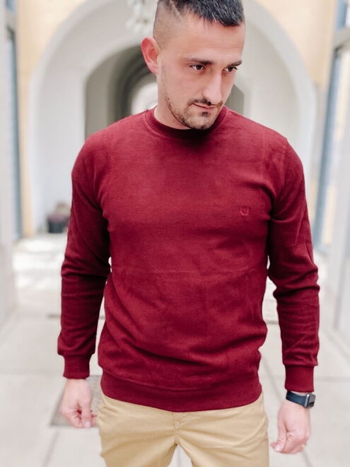Pánský trendy svetr v bordó barvě