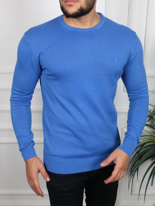 Pánský bavlněný svetr v modré barvě 