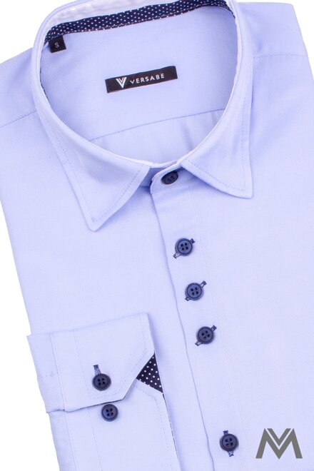 Luxusní pánská modrá košile s puntíkem VS-PK-1733
