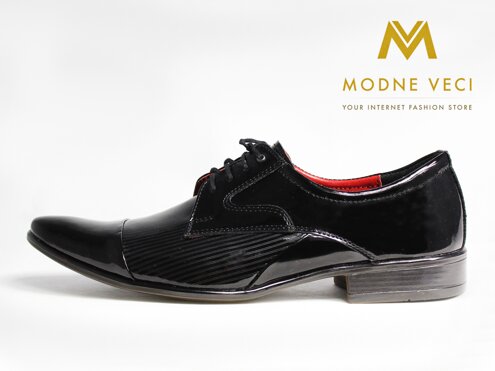 Pánské společenské kožené boty - lakovky model 112