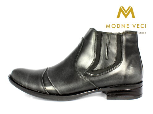 Kožené boty pro muže na zimu 235 šedé