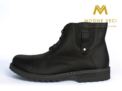 Kožené boty pro muže na zimu 87C černé