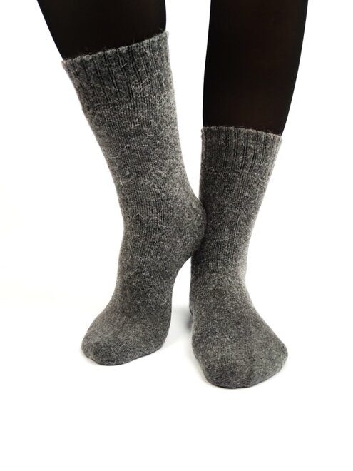 Vlněné dámské ponožky šedé tmavě žíhané