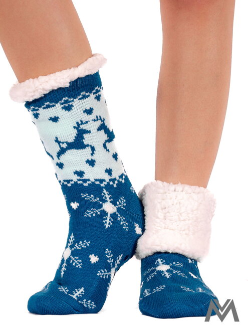 Dámské termo ponožky sněhová vločka tyrkysové
