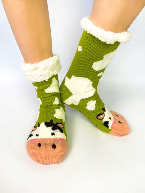  Dámské veselé ponožky s kravičkou EJ-2002