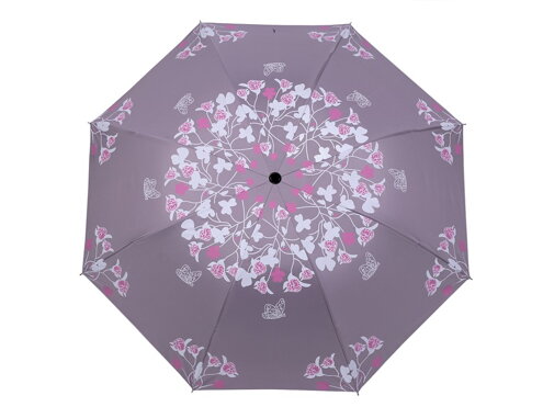 Dámský skládací deštník šedo - fialový 530027 KVĚTY