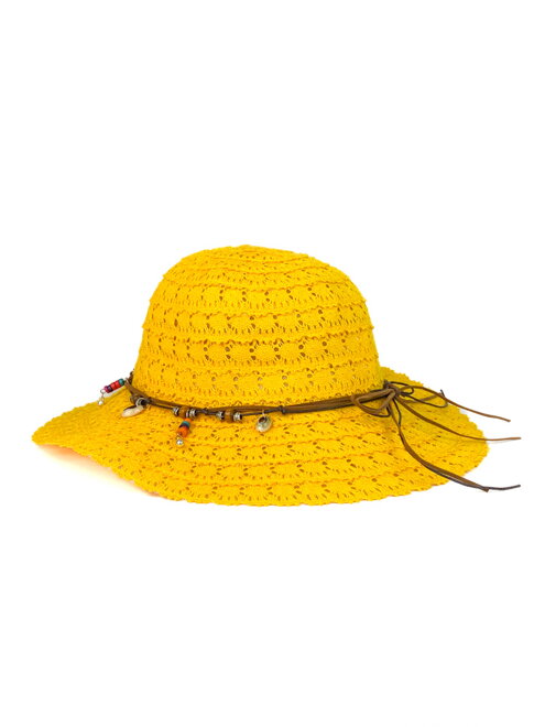 Žlutý krajkový dámský klobouk A-130