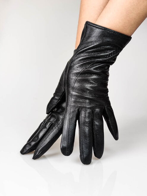Dámské kožené rukavice černé 02