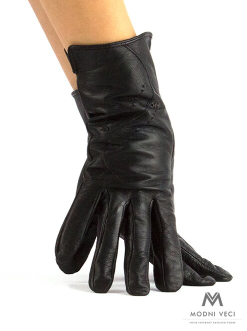 Dámské kožené rukavice v černé barvě
