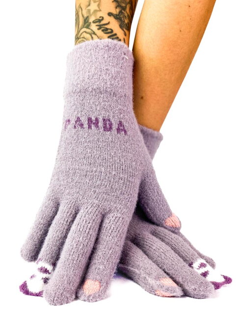 Dámské rukavice s pandou na prsteníku lila fialová