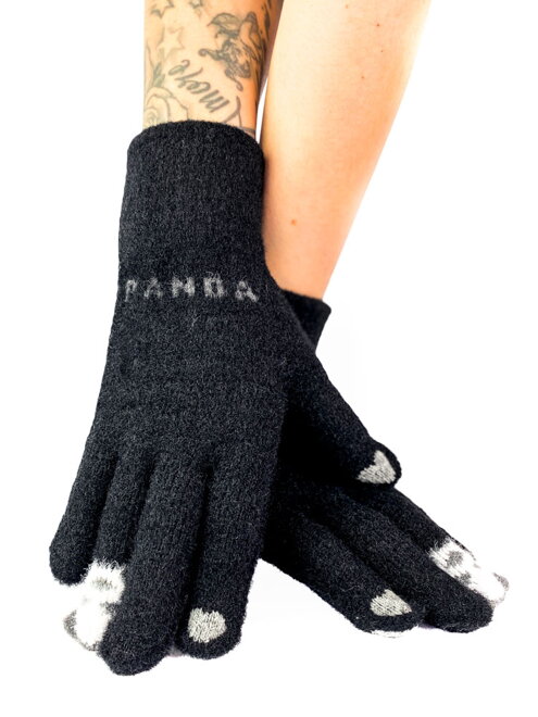 Veselé rukavice s pandou černé