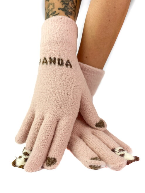 Dámské pletené růžové rukavice PANDA