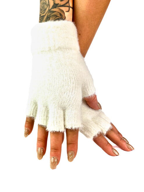 Dámské bezprstové rukavice bílé