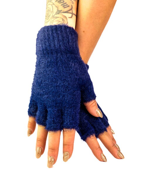 Tmavě modré bezprstové rukavice