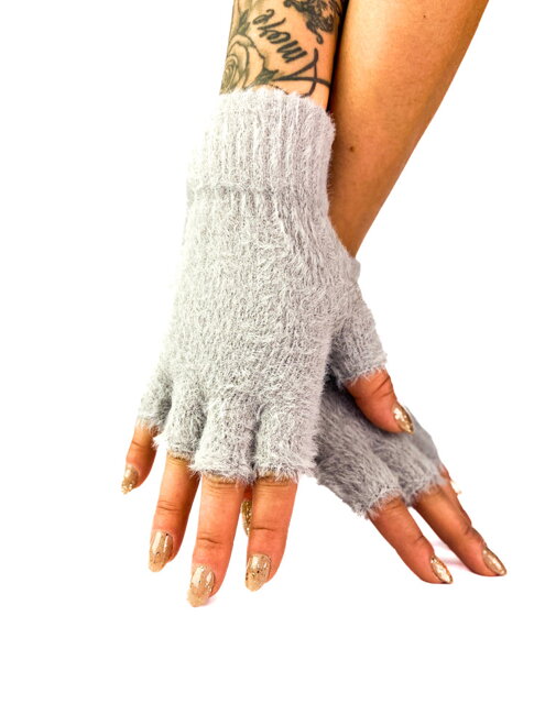 Bezprstové rukavice v šedé barvě