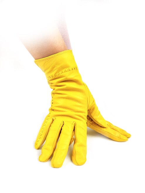 Dámské kožené rukavice žluté