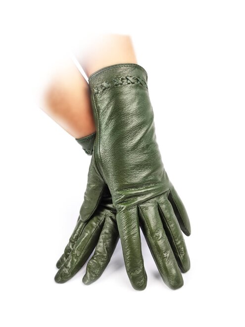 Dámské kožené rukavice zelené